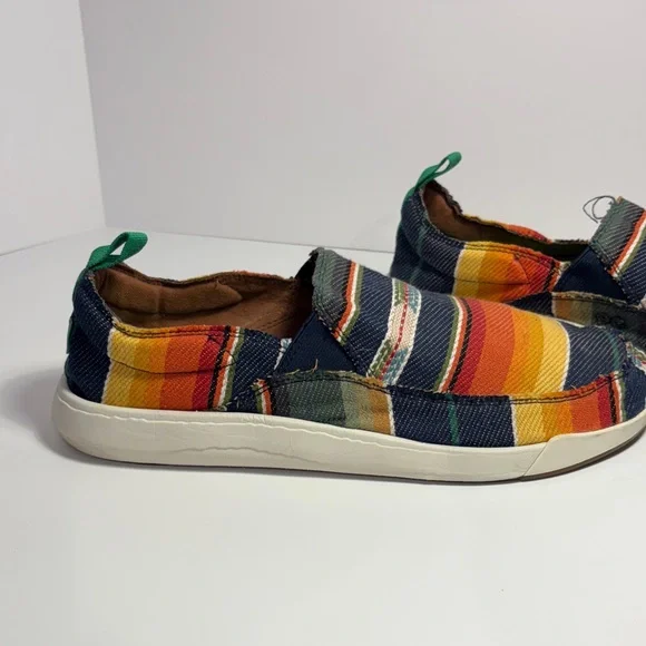 Sanuk Men's Multicolor Striped Canvas Slip-Ons with Green Insole - Picture 4 of 10